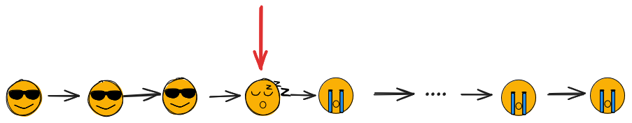 flecha en la última cara dormida